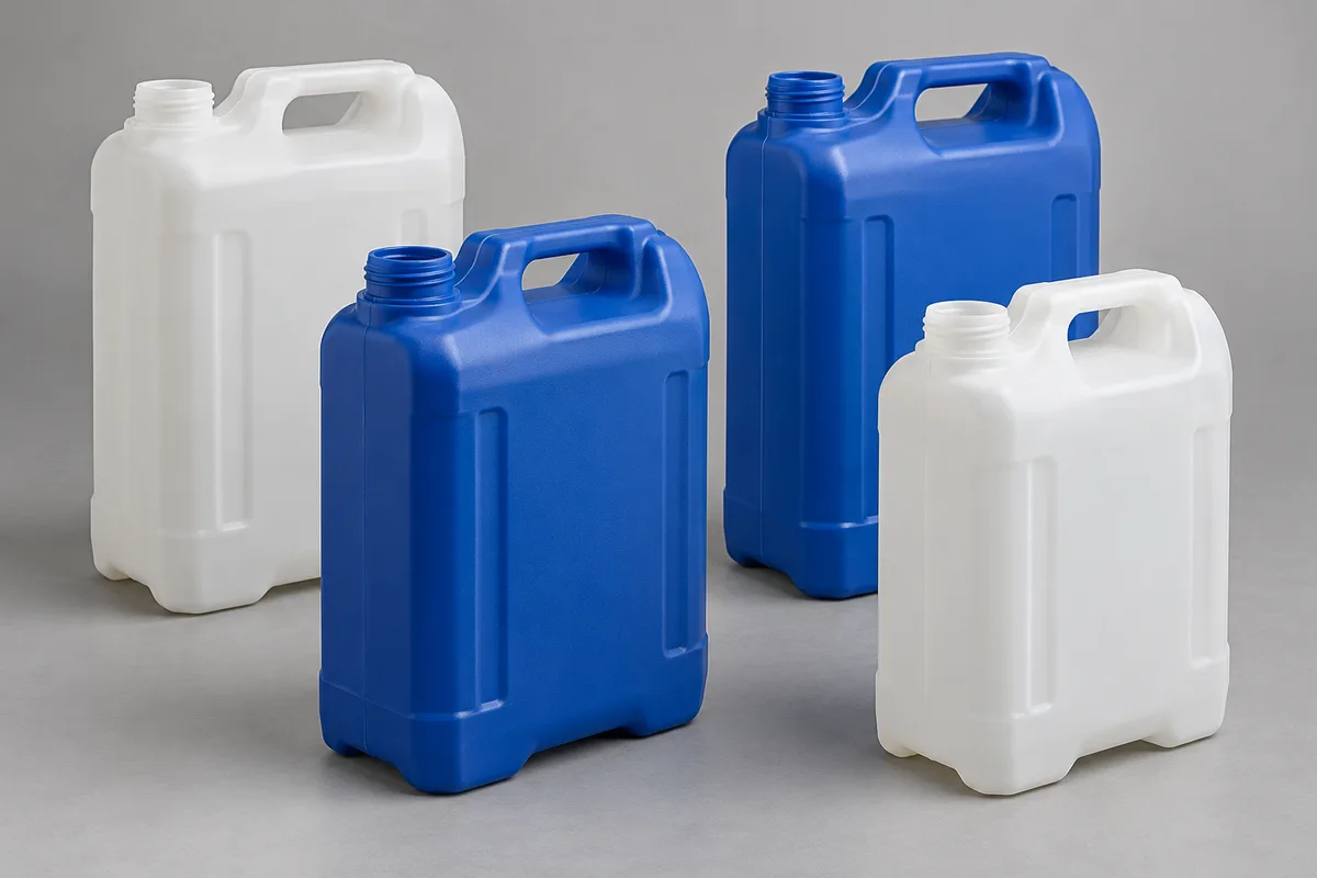 Blue and white stackable containers